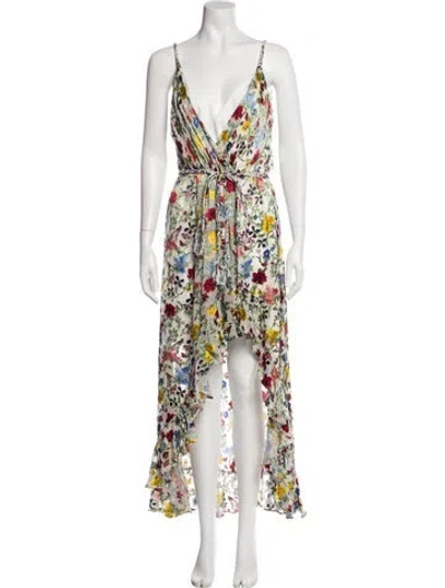 Pre-owned Alice And Olivia Floral Print Midi Length Dress In Neutral