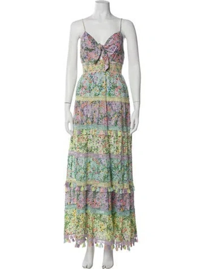 Pre-owned Alice And Olivia Floral Print Midi Length Dress In Purple
