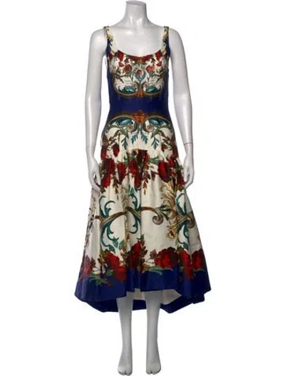 Pre-owned Alice And Olivia Floral Print Midi Length Dress W/ Tags In Multicolor