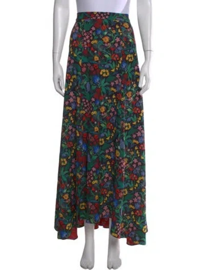 Pre-owned Alice And Olivia Floral Print Midi Length Skirt In Black