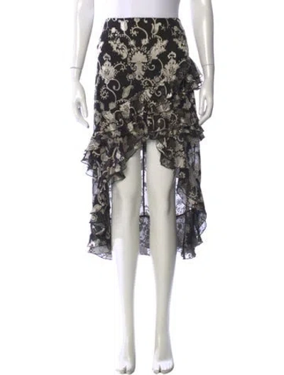Pre-owned Alice And Olivia Floral Print Midi Length Skirt In Black