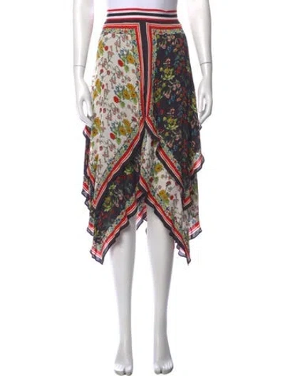 Pre-owned Alice And Olivia Floral Print Midi Length Skirt In Black/red/white