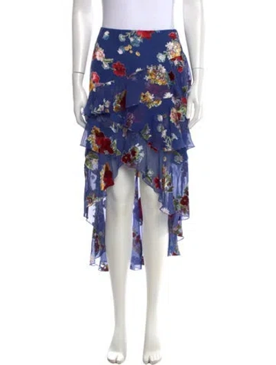 Pre-owned Alice And Olivia Floral Print Midi Length Skirt In Blue