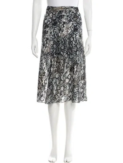 Pre-owned Alice And Olivia Floral Print Midi Length Skirt In Gray