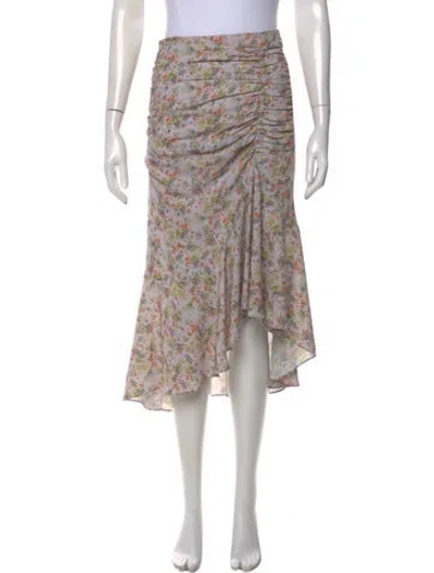 Pre-owned Alice And Olivia Floral Print Midi Length Skirt In Gray