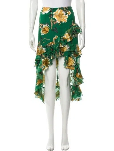 Pre-owned Alice And Olivia Floral Print Midi Length Skirt In Green