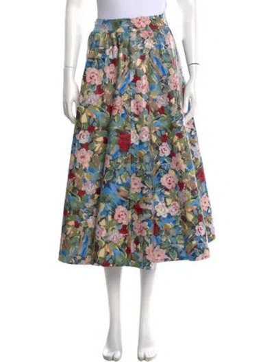 Pre-owned Alice And Olivia Floral Print Midi Length Skirt In Multi