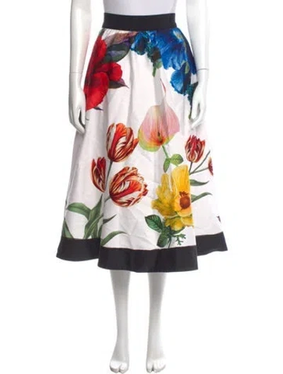 Pre-owned Alice And Olivia Floral Print Midi Length Skirt In Neutral