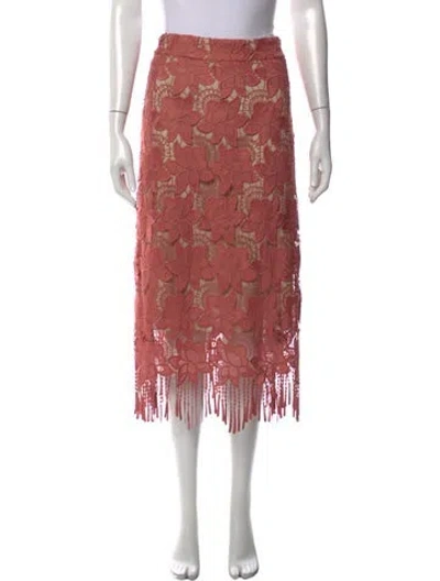 Pre-owned Alice And Olivia Floral Print Midi Length Skirt In Neutrals/pink
