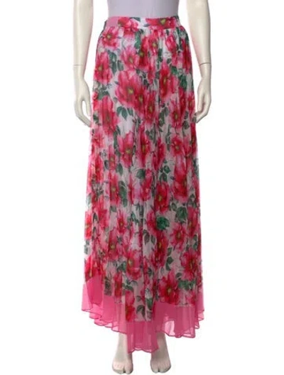 Pre-owned Alice And Olivia Floral Print Midi Length Skirt In Pink