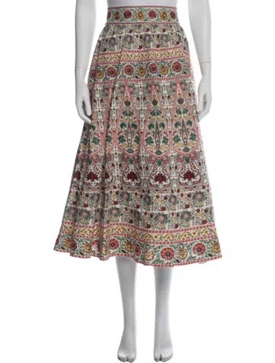 Pre-owned Alice And Olivia Floral Print Midi Length Skirt In Red