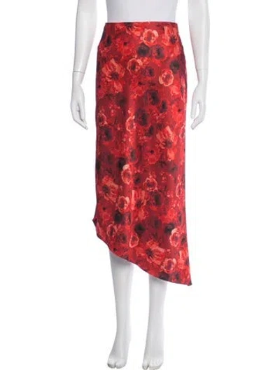 Pre-owned Alice And Olivia Floral Print Midi Length Skirt In Red