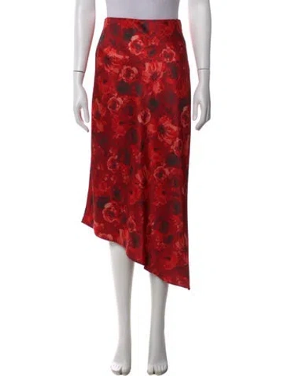 Pre-owned Alice And Olivia Floral Print Midi Length Skirt In Red
