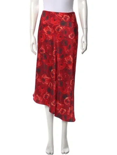 Pre-owned Alice And Olivia Floral Print Midi Length Skirt In Red
