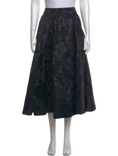 Pre-owned Alice And Olivia Floral Print Midi Length Skirt W/ Tags In Black
