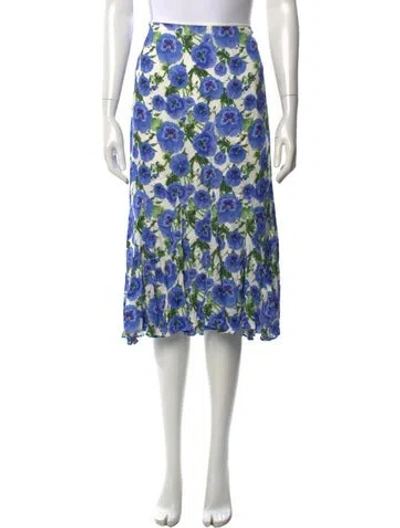 Pre-owned Alice And Olivia Floral Print Midi Length Skirt In White