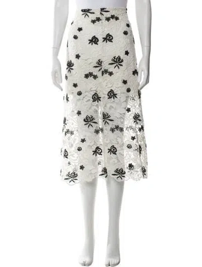 Pre-owned Alice And Olivia Floral Print Midi Length Skirt In White