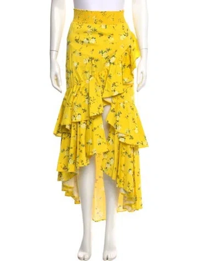 Pre-owned Alice And Olivia Floral Print Midi Length Skirt In Yellow