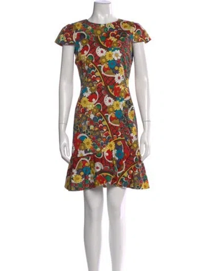 Pre-owned Alice And Olivia Floral Print Mini Dress In Black