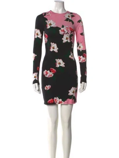 Pre-owned Alice And Olivia Floral Print Mini Dress In Black
