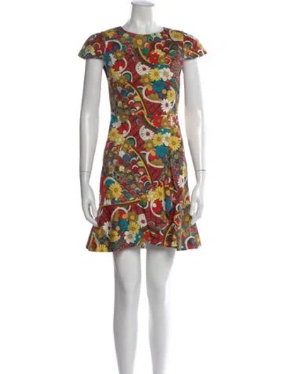 Pre-owned Alice And Olivia Floral Print Mini Dress In Black