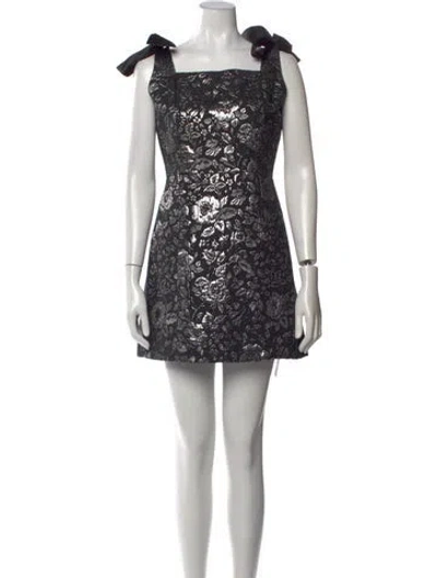 Pre-owned Alice And Olivia Floral Print Mini Dress In Black