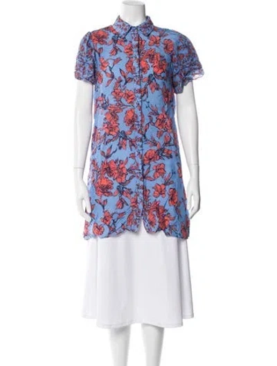 Pre-owned Alice And Olivia Floral Print Mini Dress In Blue