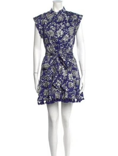Pre-owned Alice And Olivia Floral Print Mini Dress In Blue