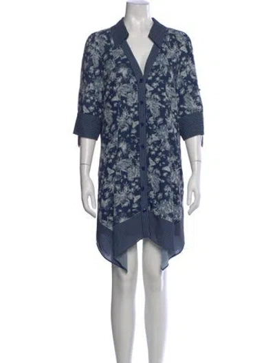 Pre-owned Alice And Olivia Floral Print Mini Dress In Blue