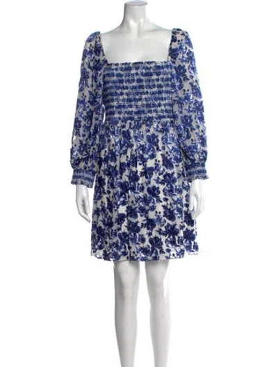 Pre-owned Alice And Olivia Floral Print Mini Dress In Blue