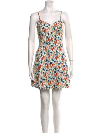 Pre-owned Alice And Olivia Floral Print Mini Dress In Green