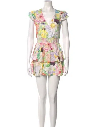 Pre-owned Alice And Olivia Floral Print Mini Dress In Green