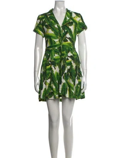 Pre-owned Alice And Olivia Floral Print Mini Dress In Green