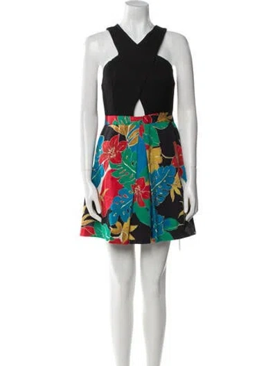 Pre-owned Alice And Olivia Floral Print Mini Dress In Multi
