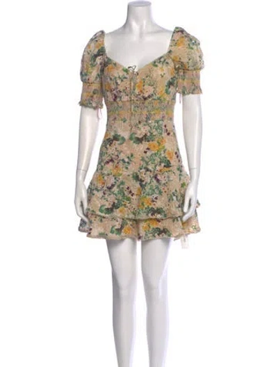 Pre-owned Alice And Olivia Floral Print Mini Dress In Multi