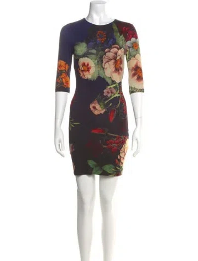 Pre-owned Alice And Olivia Floral Print Mini Dress In Multi