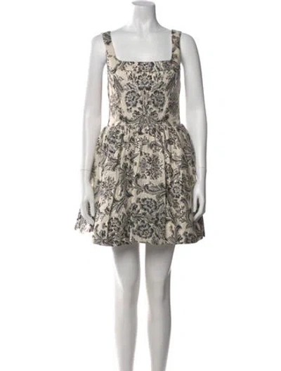 Pre-owned Alice And Olivia Floral Print Mini Dress In Neutral