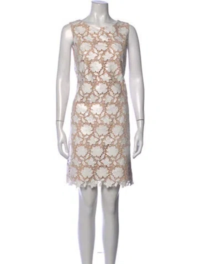 Pre-owned Alice And Olivia Floral Print Mini Dress In Neutrals/white