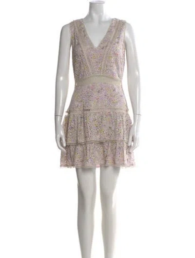Pre-owned Alice And Olivia Floral Print Mini Dress In Purple