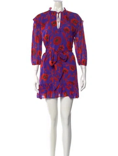 Pre-owned Alice And Olivia Floral Print Mini Dress In Purple