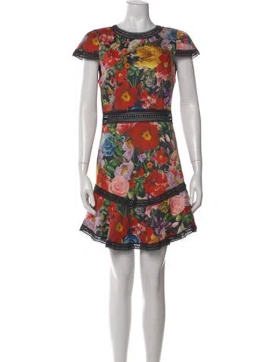 Pre-owned Alice And Olivia Floral Print Mini Dress In Red