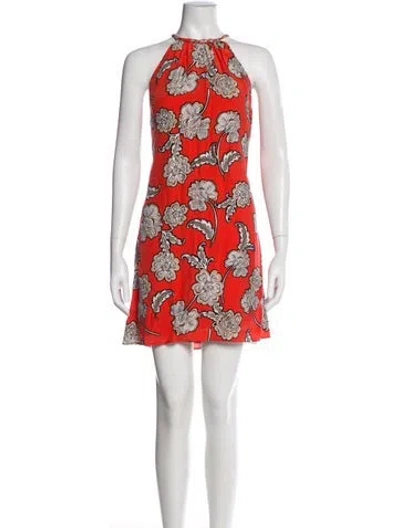 Pre-owned Alice And Olivia Floral Print Mini Dress In Red