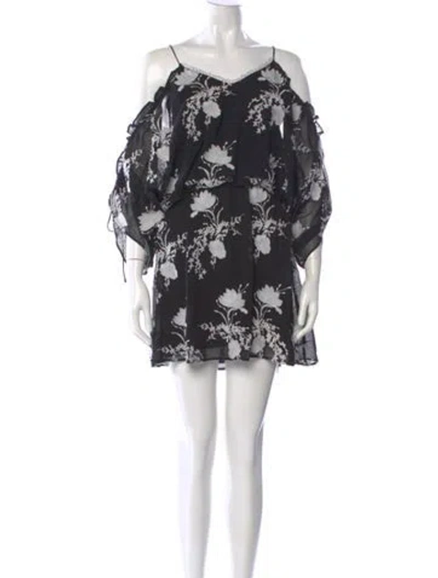 Pre-owned Alice And Olivia Floral Print Mini Dress W/ Tags In Black