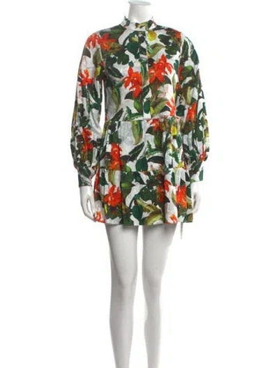 Pre-owned Alice And Olivia Floral Print Mini Dress W/ Tags In Green