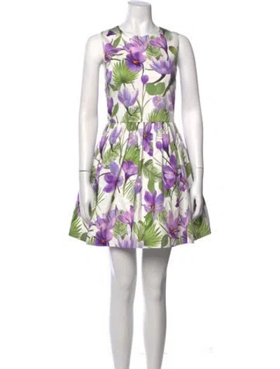 Pre-owned Alice And Olivia Floral Print Mini Dress W/ Tags In Multi
