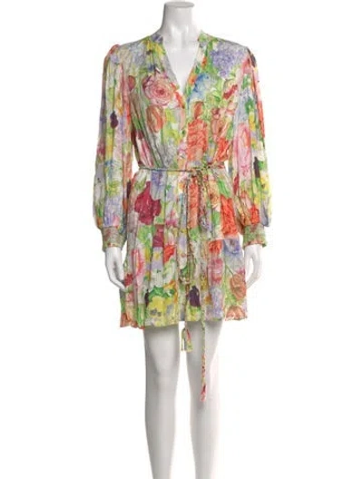 Pre-owned Alice And Olivia Floral Print Mini Dress W/ Tags In Pink