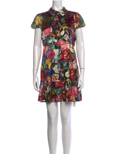 Pre-owned Alice And Olivia Floral Print Mini Dress W/ Tags In Red