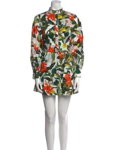 Pre-owned Alice And Olivia Floral Print Mini Dress W/ Tags In White