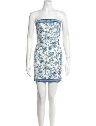 Pre-owned Alice And Olivia Floral Print Mini Dress W/ Tags In White