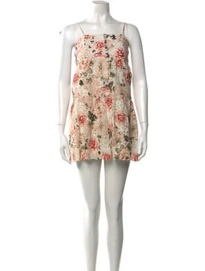 Pre-owned Alice And Olivia Floral Print Mini Dress In White